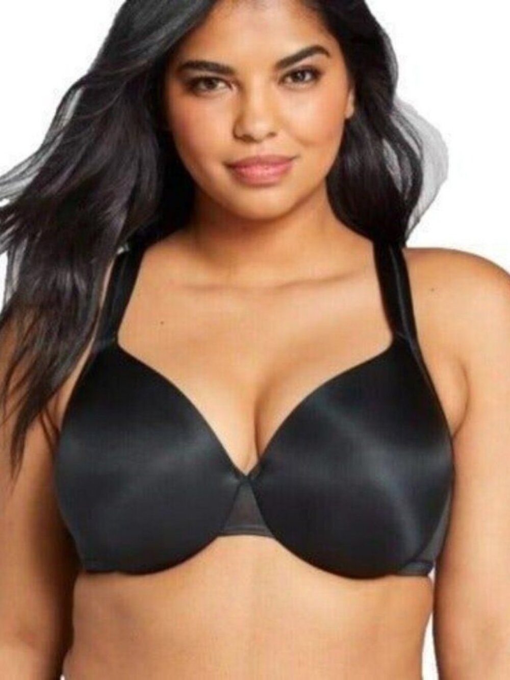 Cacique Lane Bryant Women Bra Smooth Satin Full Coverage U/W Size 38F Black